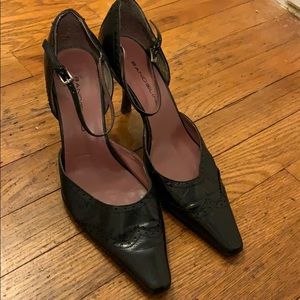 Leather wingtip heels